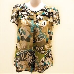East 5th multicolor floral petite M top